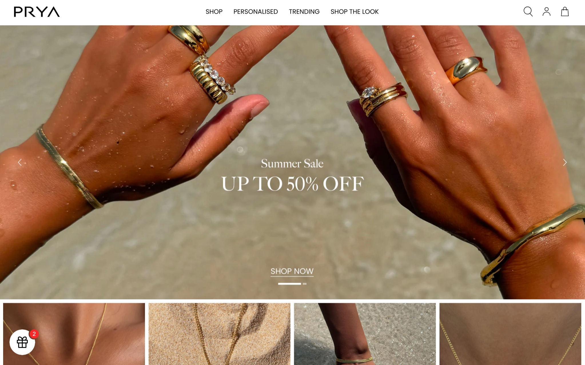 PRYA Jewellery website preview