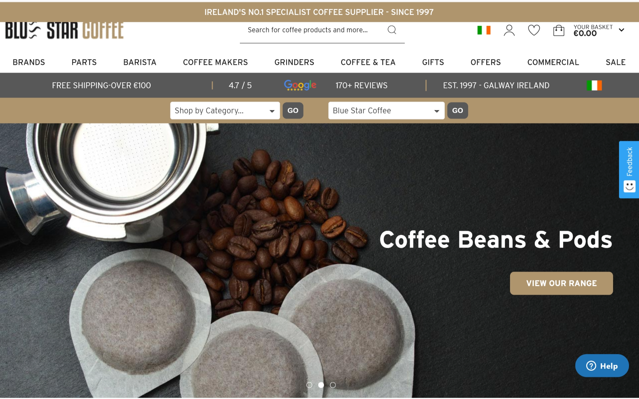 Blue Star Coffee Roasters website